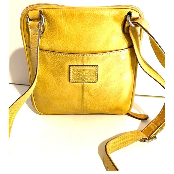 Fossil Mustard Yellow Leather Crossbody Bag - Picture 2 of 10